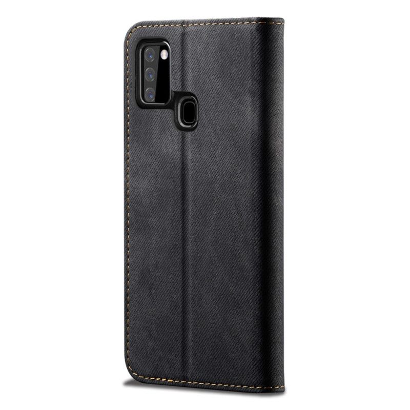 Læder Cover Samsung Galaxy A21s Sort Jeansstof