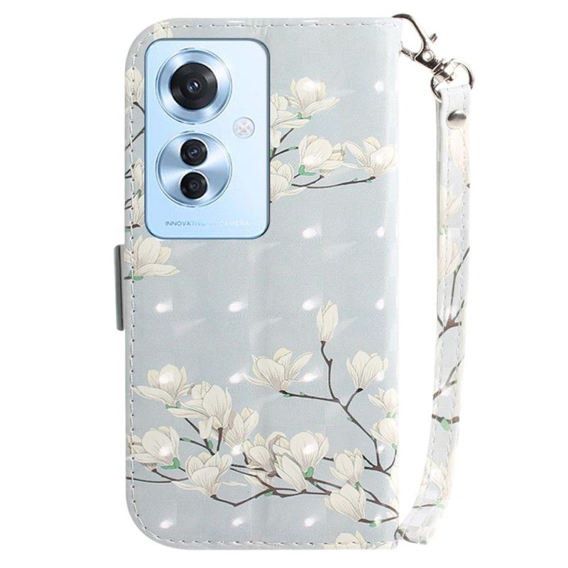 Flip Cover Til Oppo Reno 11f 5g Stribede Magnoliaer