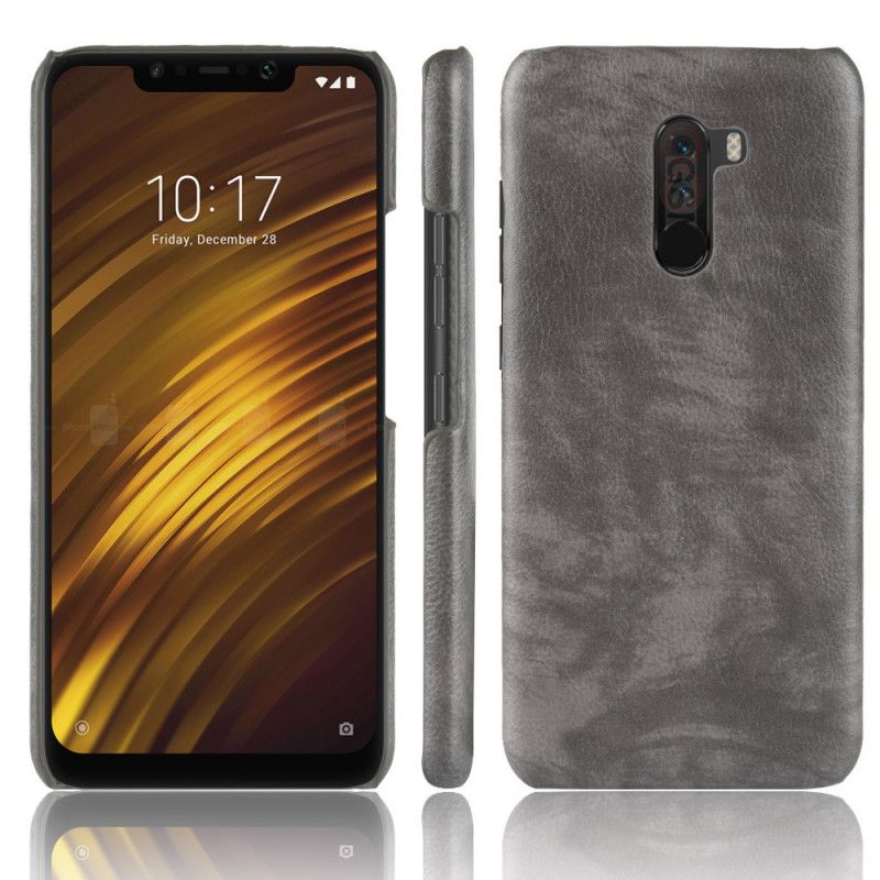 Cover for Xiaomi Pocophone F1 Sort Lychee-Lædereffekt