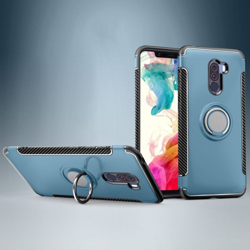 Cover Xiaomi Pocophone F1 Sort Kulfiber Magnetisk Ring