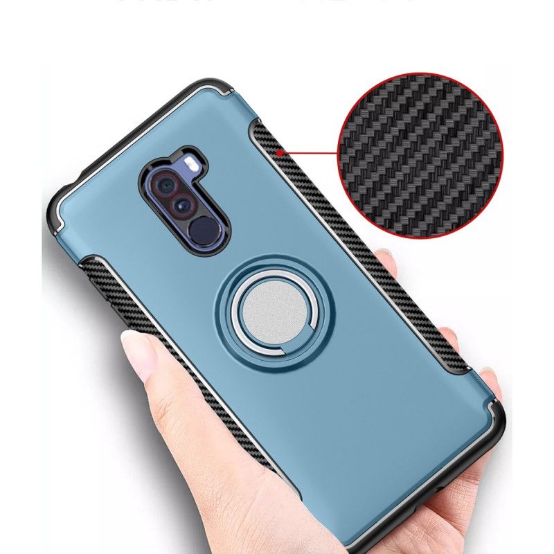 Cover Xiaomi Pocophone F1 Sort Kulfiber Magnetisk Ring