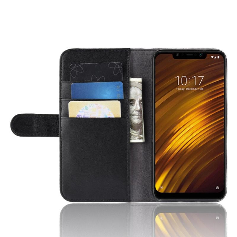 Flip Cover Læder for Xiaomi Pocophone F1 Sort Delt Læder