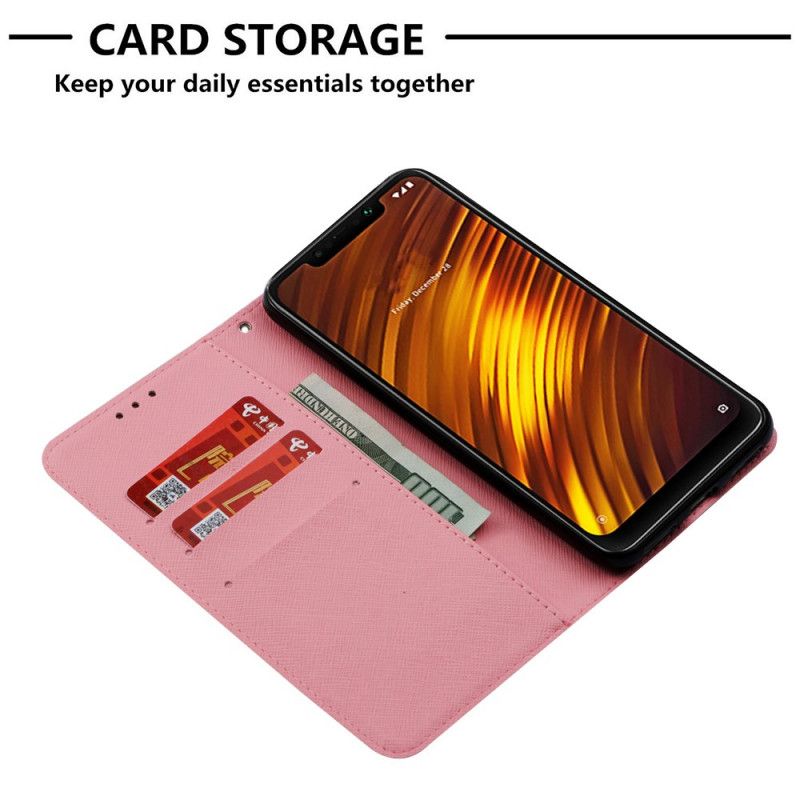 Flip Cover Læder Xiaomi Pocophone F1 Akvarelvalmue