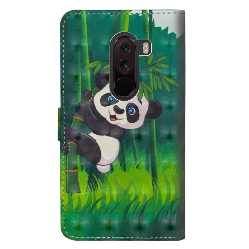 Flip Cover Læder Xiaomi Pocophone F1 Panda Og Bambus