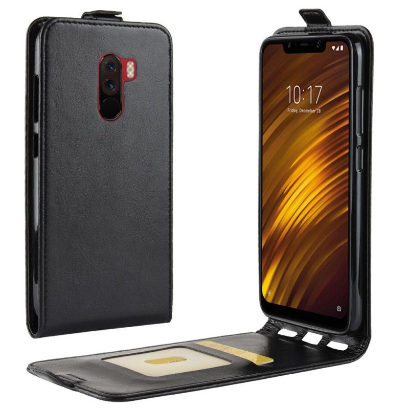 Flip Cover Læder Xiaomi Pocophone F1 Sort Foldning Af Lædereffekt Beskyttelse