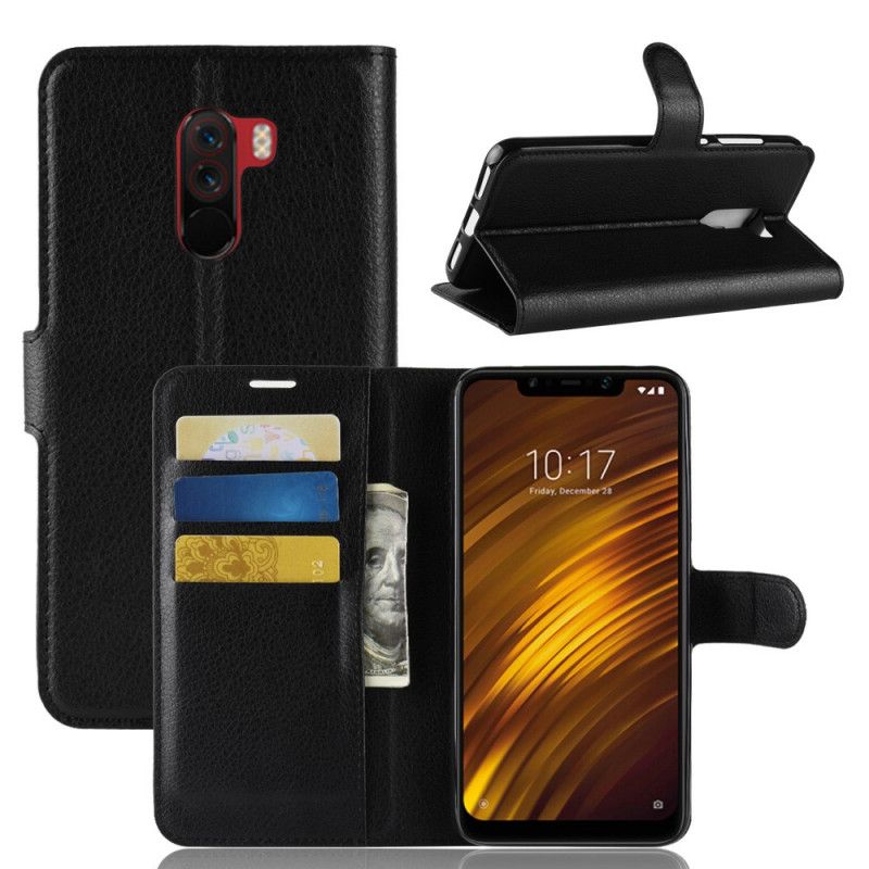 Flip Cover Læder Xiaomi Pocophone F1 Sort Klassisk