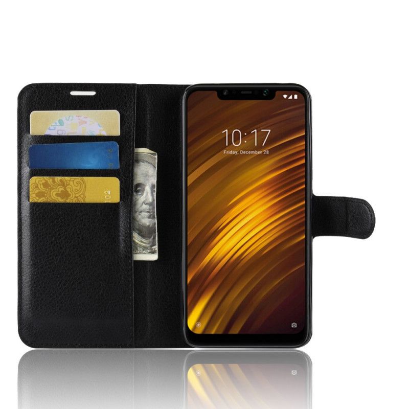 Flip Cover Læder Xiaomi Pocophone F1 Sort Klassisk