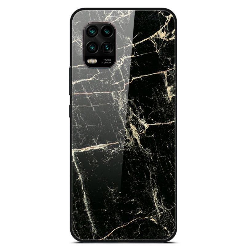 Cover Xiaomi Mi 10 Lite Hvid Højeste Marmor Hærdet Glas Beskyttelse