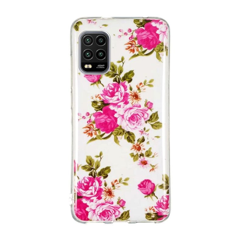 Cover Xiaomi Mi 10 Lite Mobilcover Fluorescerende Frihedsblomster