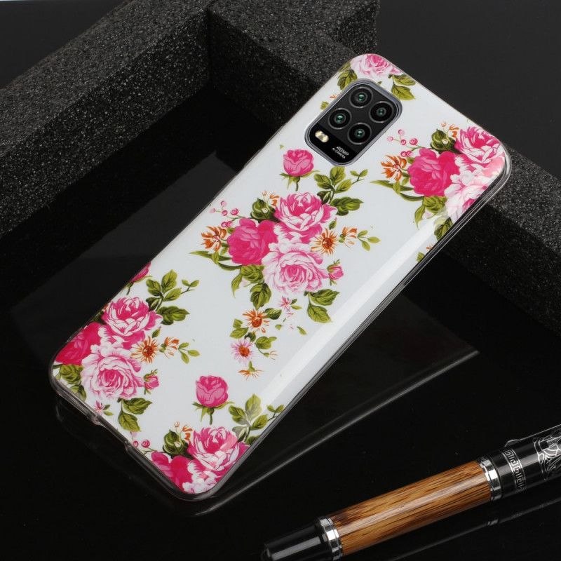 Cover Xiaomi Mi 10 Lite Mobilcover Fluorescerende Frihedsblomster