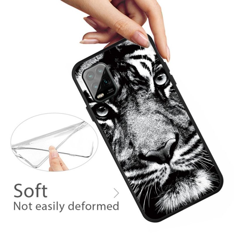 Cover Xiaomi Mi 10 Lite Mobilcover Sort Og Hvid Tiger