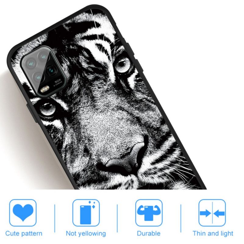 Cover Xiaomi Mi 10 Lite Mobilcover Sort Og Hvid Tiger