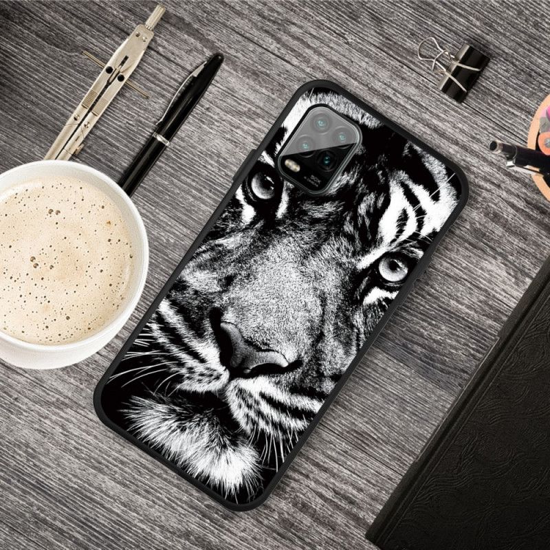 Cover Xiaomi Mi 10 Lite Mobilcover Sort Og Hvid Tiger