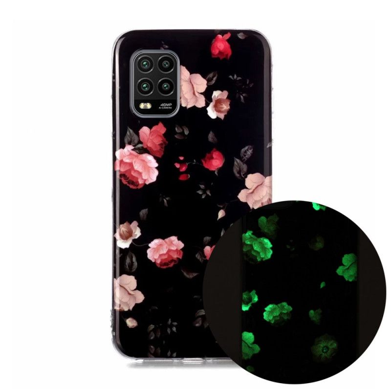 Cover Xiaomi Mi 10 Lite Sort Fluorescerende Blomster