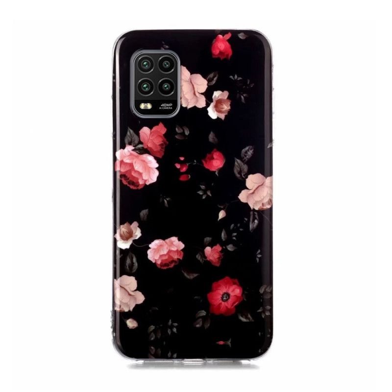 Cover Xiaomi Mi 10 Lite Sort Fluorescerende Blomster