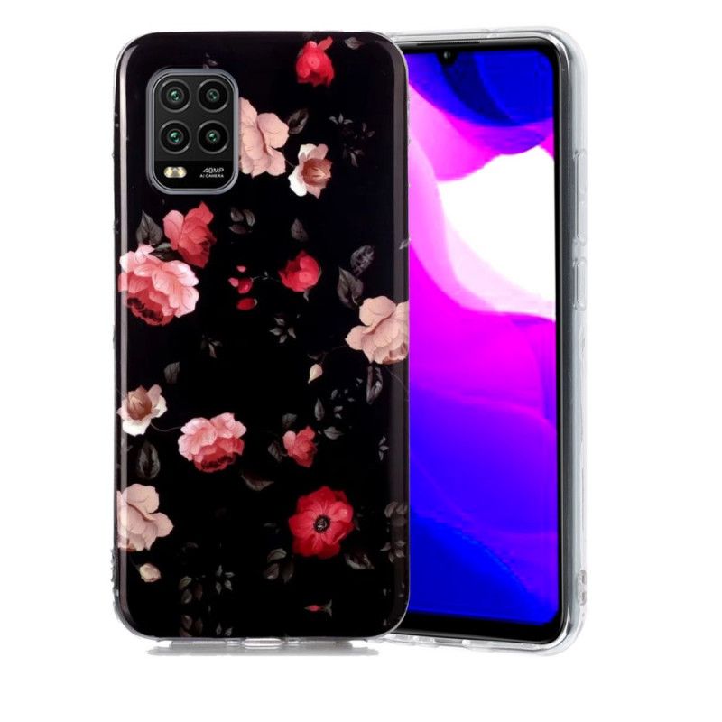 Cover Xiaomi Mi 10 Lite Sort Fluorescerende Blomster