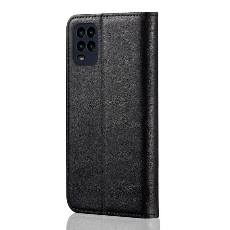 Læder Cover for Xiaomi Mi 10 Lite Sort Syet Lædereffekt