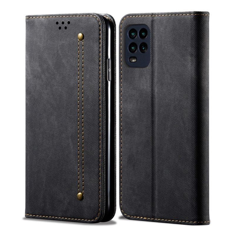 Læder Cover Xiaomi Mi 10 Lite Sort Jeansstof