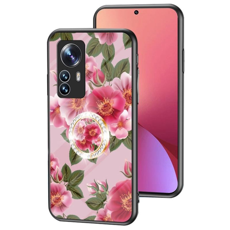 Cover Xiaomi 12 / 12X Hærdet Glas Med Blomsterring