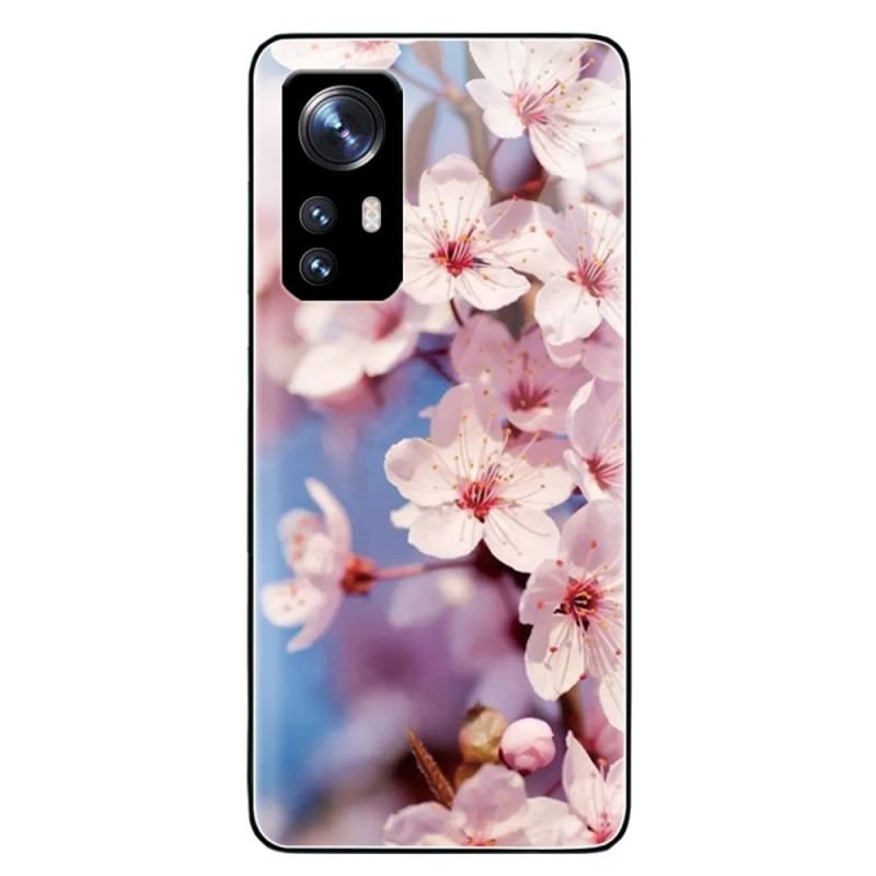 Cover Xiaomi 12 / 12X Realistiske Hærdet Glas Blomster