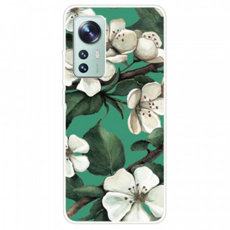 Cover Xiaomi 12 / 12X Silikone Hvide Blomster