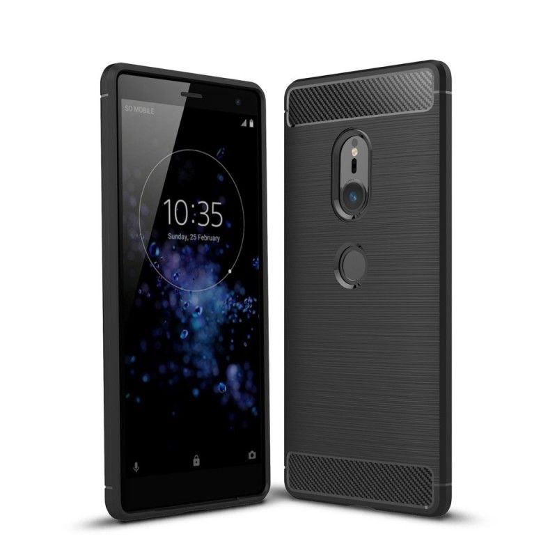 Cover for Sony Xperia XZ2 Sort Børstet Kulfiber