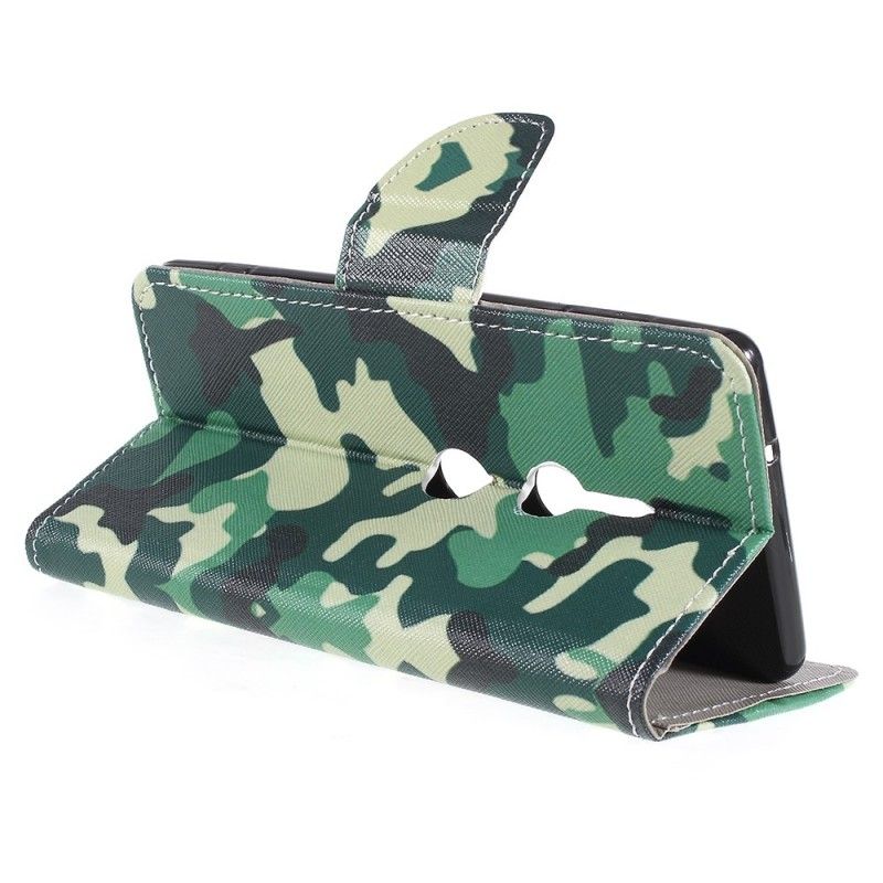 Flip Cover Læder for Sony Xperia XZ2 Militær Camouflage