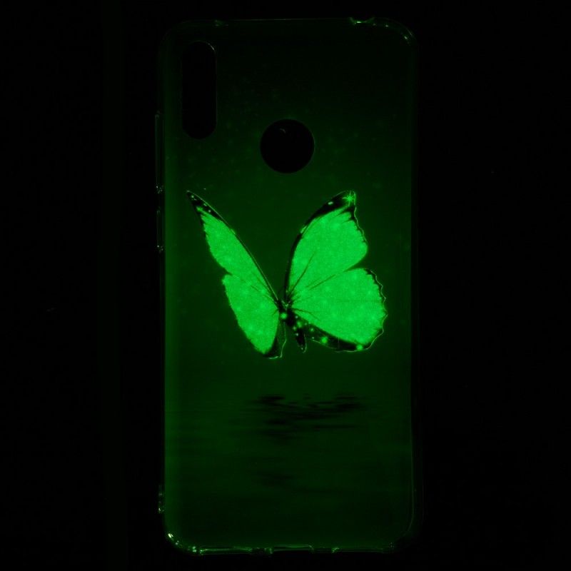 Cover for Huawei Y7 2019 Fluorescerende Blå Sommerfugl