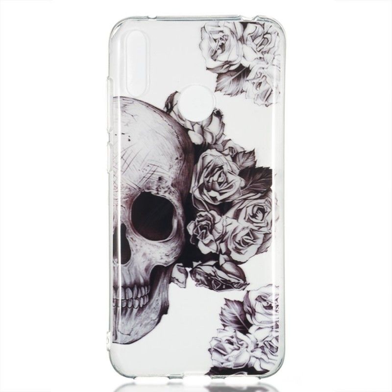 Cover for Huawei Y7 2019 Gennemsigtig Blomstret Kranium