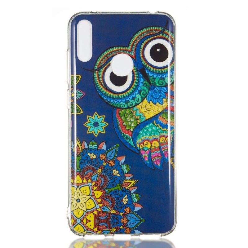 Cover Huawei Y7 2019 Fluorescerende Mandala Ugle