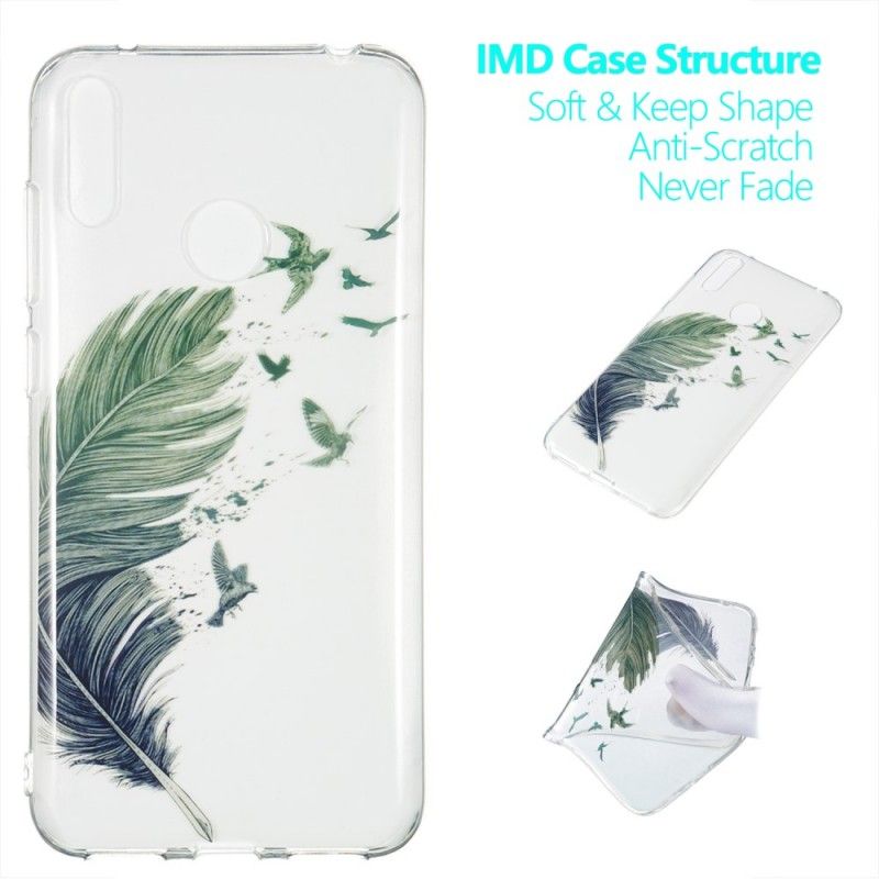 Cover Huawei Y7 2019 Gennemsigtig Farvet Fjer