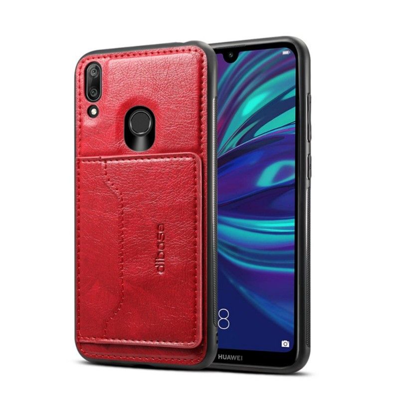 Cover Huawei Y7 2019 Sort Mobilcover Kortholder I Imiteret Læder