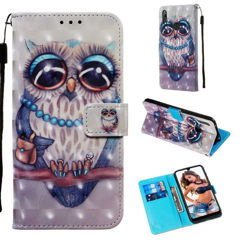 Flip Cover Huawei Y7 2019 Mobilcover Miss Ugle 3D Effekt