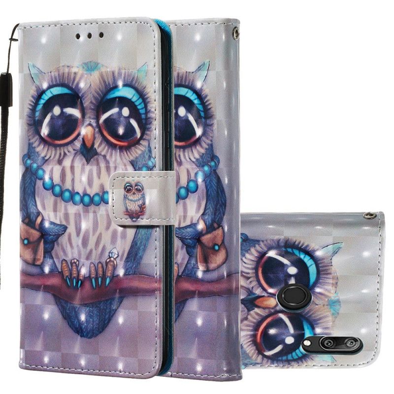 Flip Cover Huawei Y7 2019 Mobilcover Miss Ugle 3D Effekt