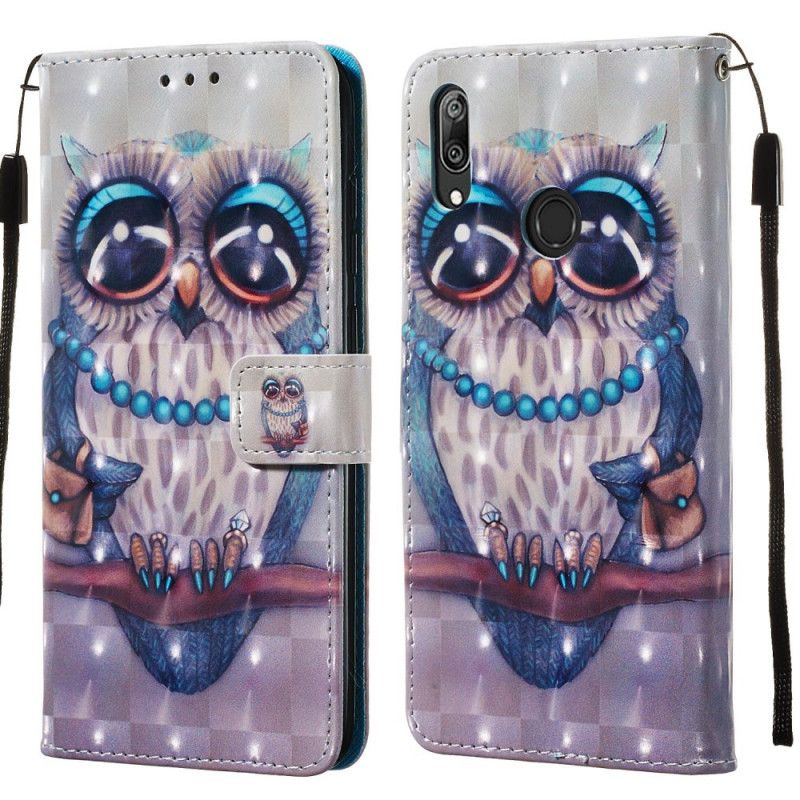 Flip Cover Huawei Y7 2019 Mobilcover Miss Ugle 3D Effekt