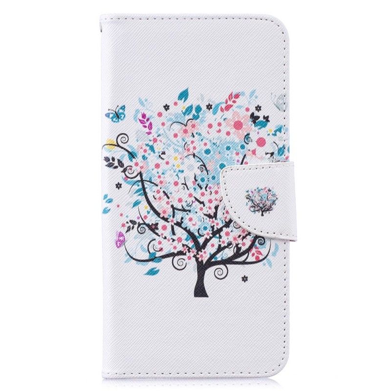 Flip Cover Læder for Huawei Y7 2019 Blomstret Træ