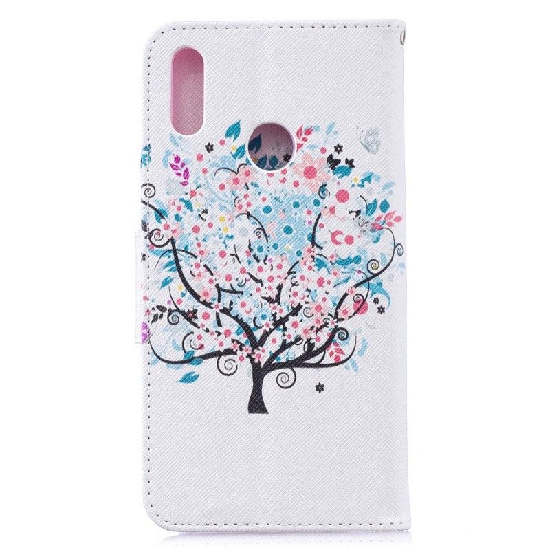 Flip Cover Læder for Huawei Y7 2019 Blomstret Træ