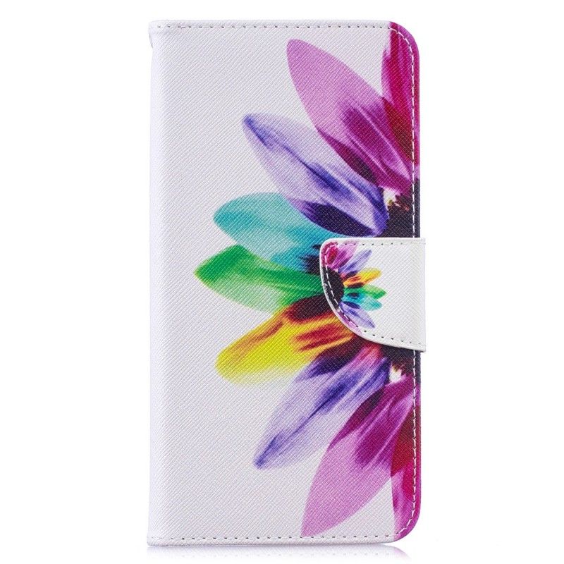 Flip Cover Læder Huawei Y7 2019 Akvarelblomst Beskyttelse