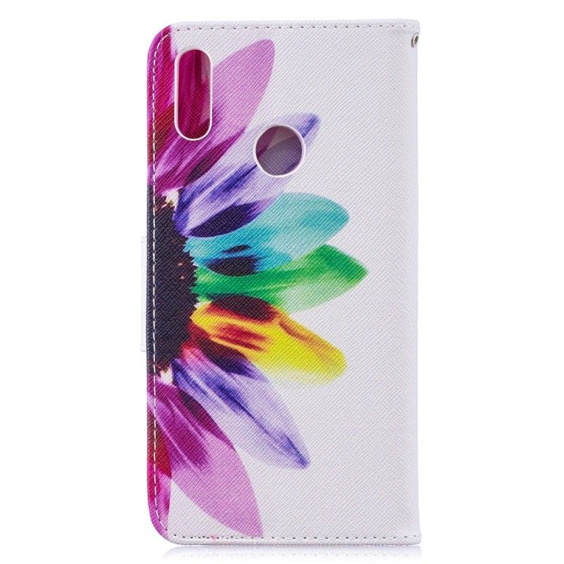 Flip Cover Læder Huawei Y7 2019 Akvarelblomst Beskyttelse