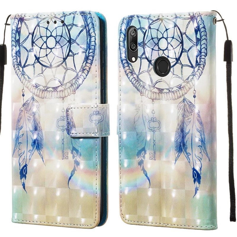 Flip Cover Læder Huawei Y7 2019 Lyseblå 3D-Effekt Drømmefanger