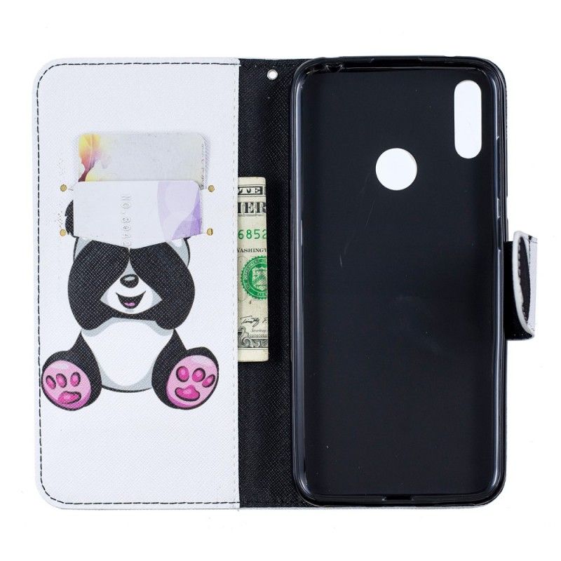 Flip Cover Læder Huawei Y7 2019 Sjov Panda