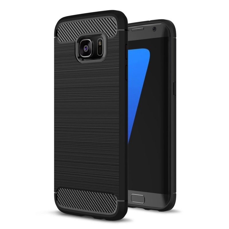 Cover Samsung Galaxy S7 Edge Sort Børstet Kulfiber