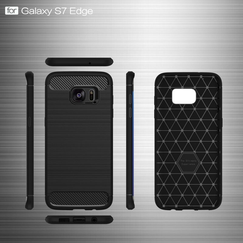 Cover Samsung Galaxy S7 Edge Sort Børstet Kulfiber