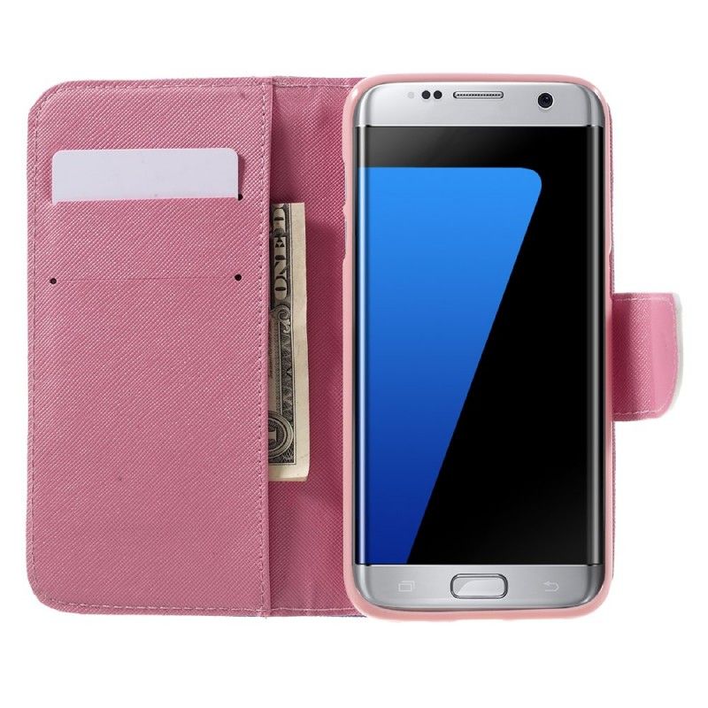 Flip Cover Læder for Samsung Galaxy S7 Edge Beige Elegant Eiffeltårn