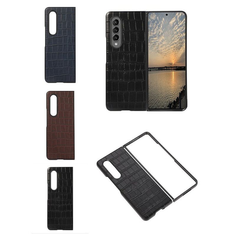 Cover Samsung Galaxy Z Fold 3 5g Telefon Etui Ægte Krokodillelæder