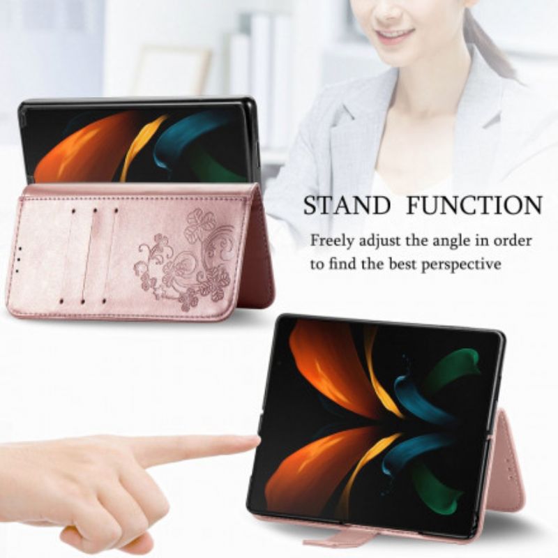 Flip Cover Samsung Galaxy Z Fold 3 5g Blomsterdesign Med Rem