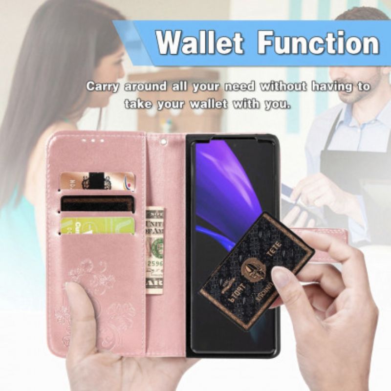 Flip Cover Samsung Galaxy Z Fold 3 5g Blomsterdesign Med Rem