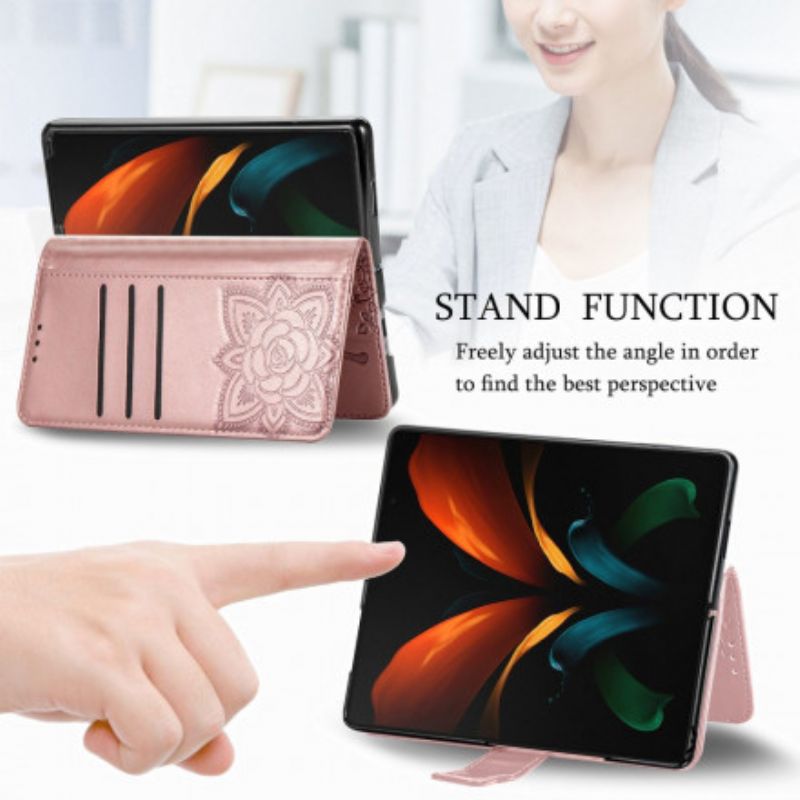 Flip Cover Samsung Galaxy Z Fold 3 5g Sommerfugledesign Med Snor