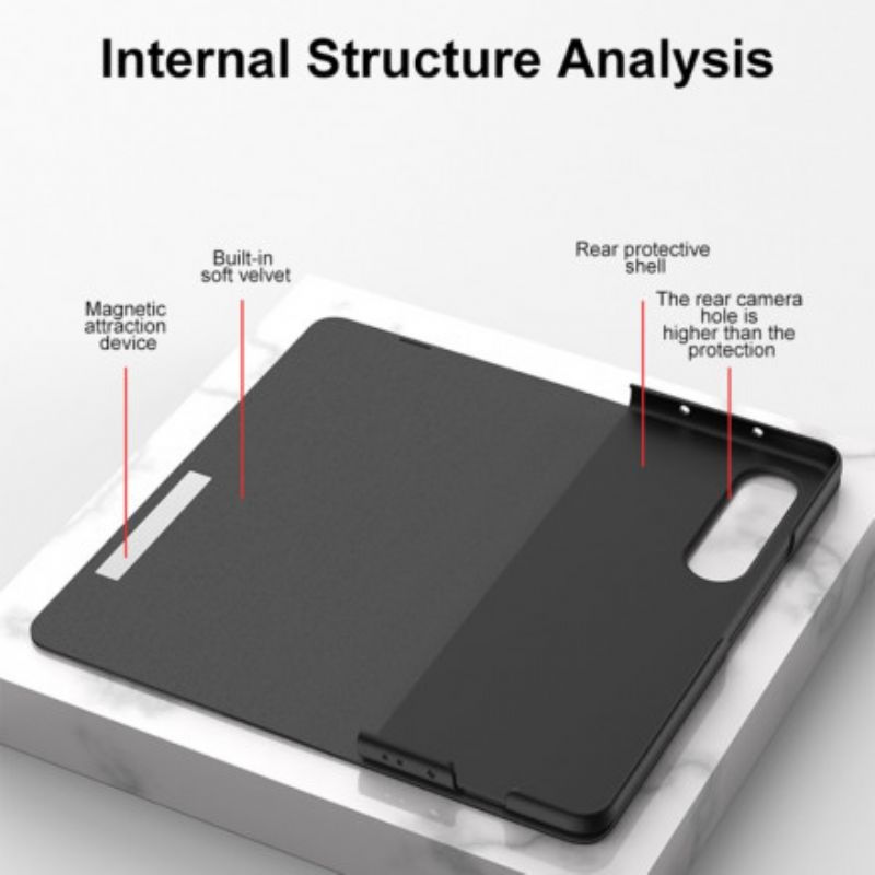 Flip Cover Til Samsung Galaxy Z Fold 3 5g Hærdet Glas Og Kunstlæder