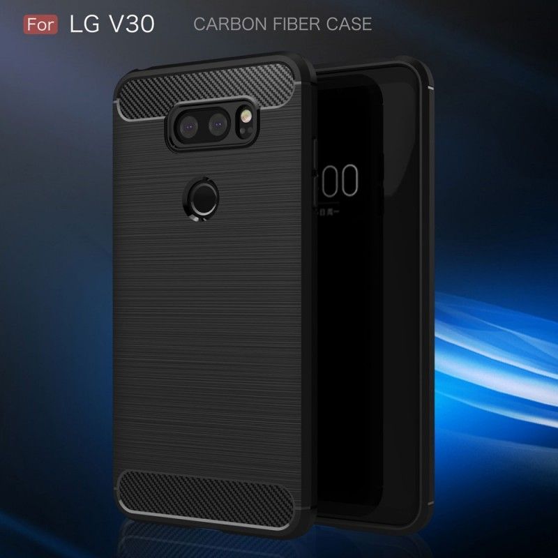 Cover LG V30 Sort Børstet Kulfiber